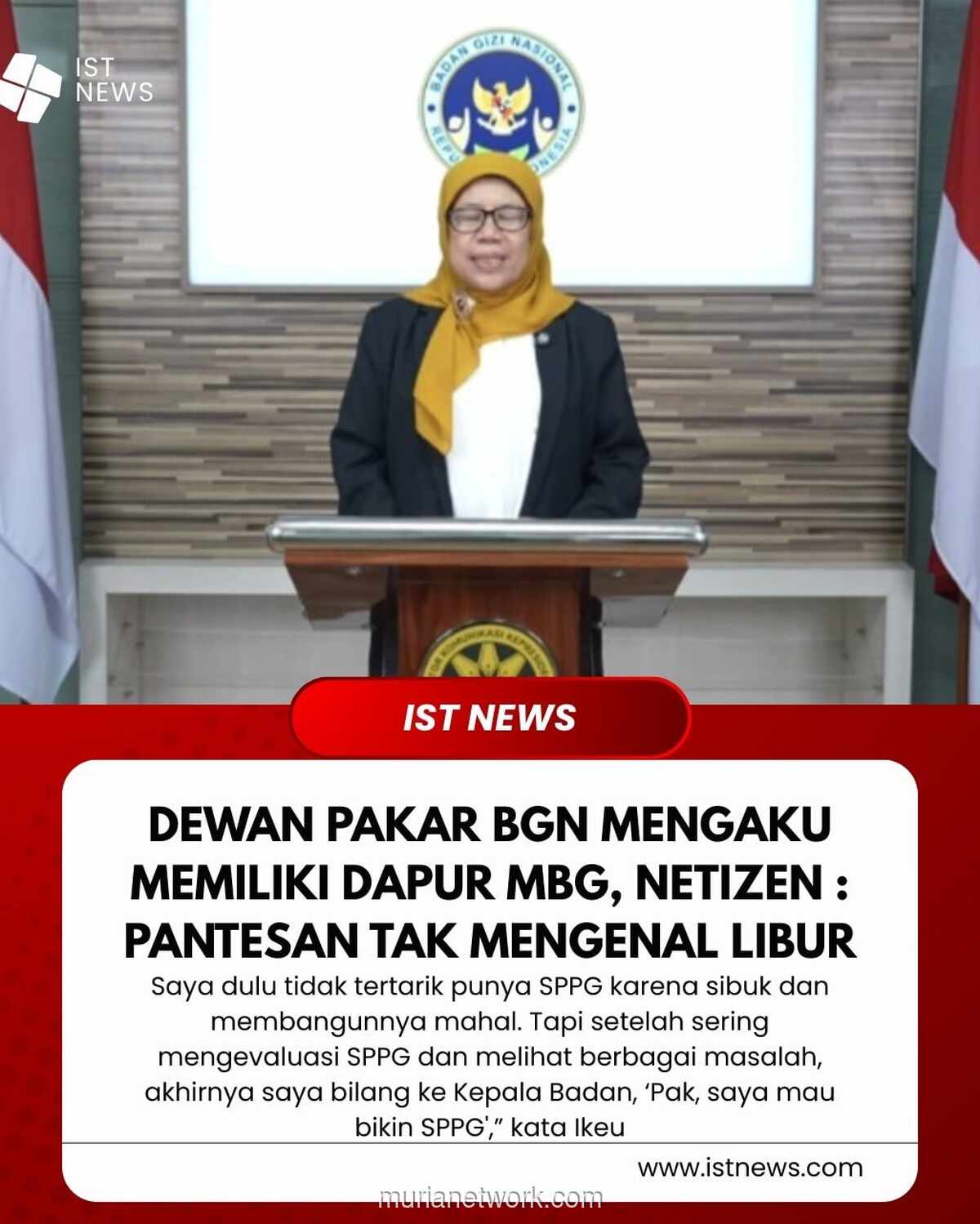 Dewan Pakar BGN Ungkap Pengalaman Kelola Dapur MBG, Kritik Siswa yang Viral Keluhan di Medsos