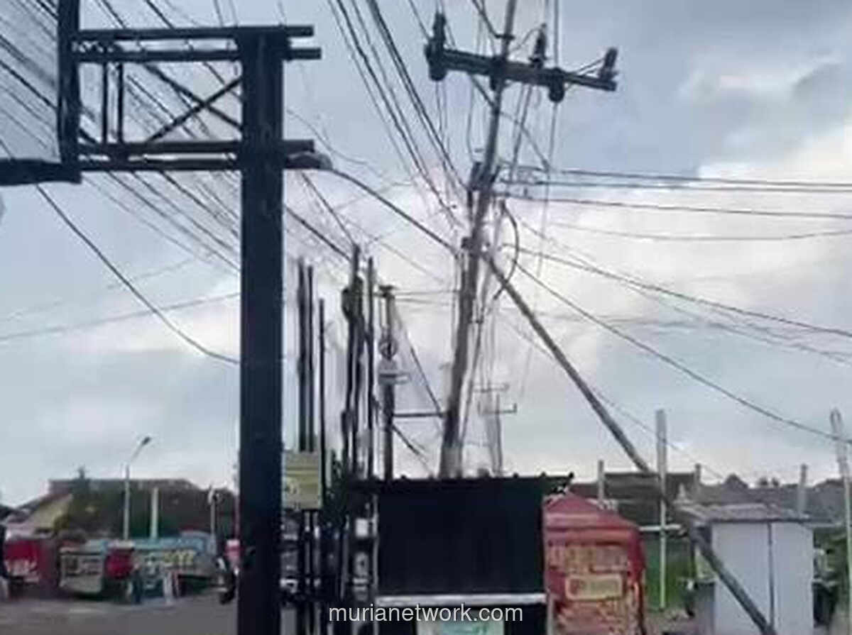 Tiang Listrik Miring di Pesawaran, Warga Cemas Ancaman Roboh