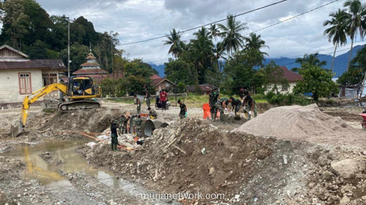 Gotong Royong TNI dan Warga Percepat Pembangunan Jembatan di Sumatera
