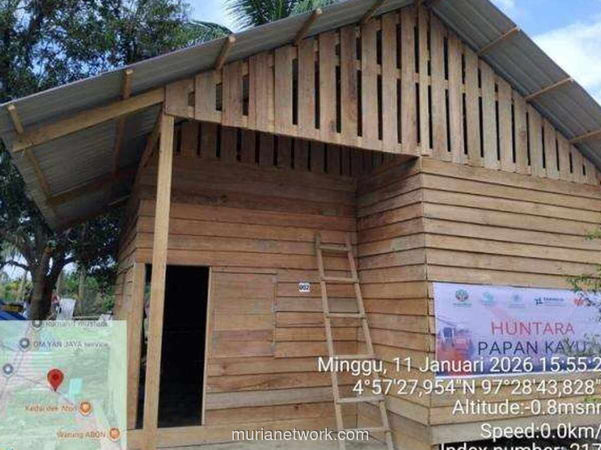 Kayu Hanyutan Disulap Jadi Huntara untuk Korban Banjir Aceh dan Sumut