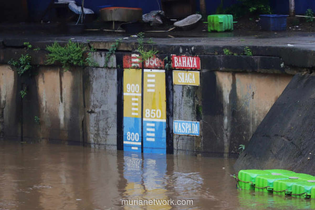 Waspada! Pintu Air Depok Siaga I, Karet Sentuh 470 Cm