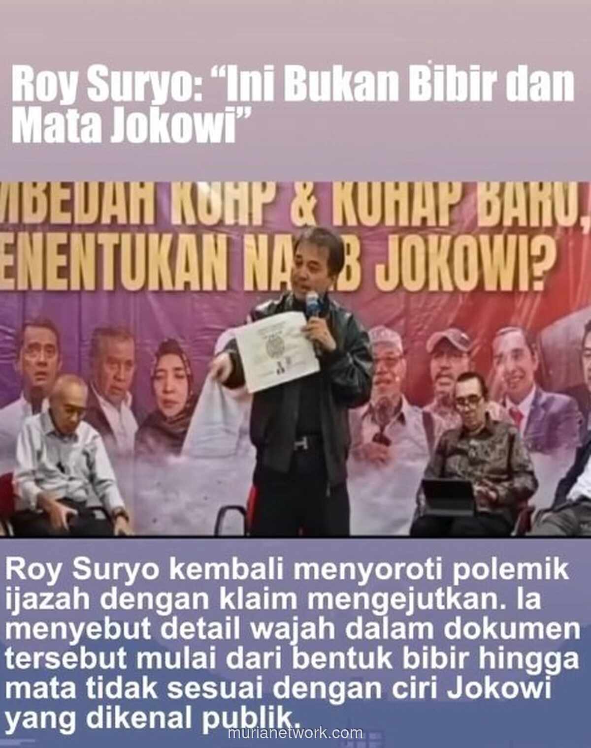 Roy Suryo Soroti Bibir dan Hidung di Foto Ijazah Jokowi: Bukan Ciri Fisiknya