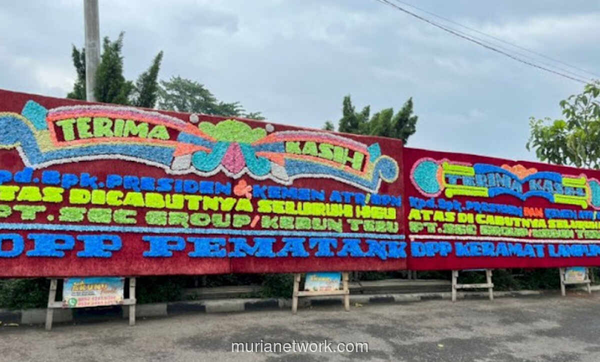 Karangan Bunga Penuh Makna di Kantor Gubernur Lampung Usai Pencabutan HGU Rp14,5 Triliun