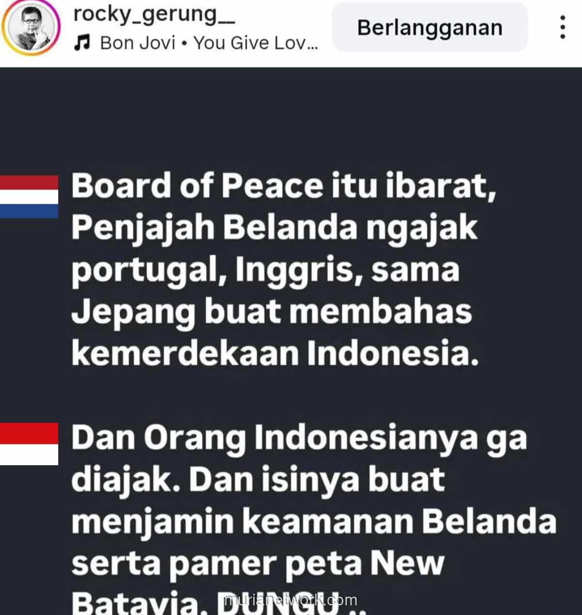 Rocky Gerung: Dewan Perdamaian Trump Mirip Kolonialisme Gaya Baru