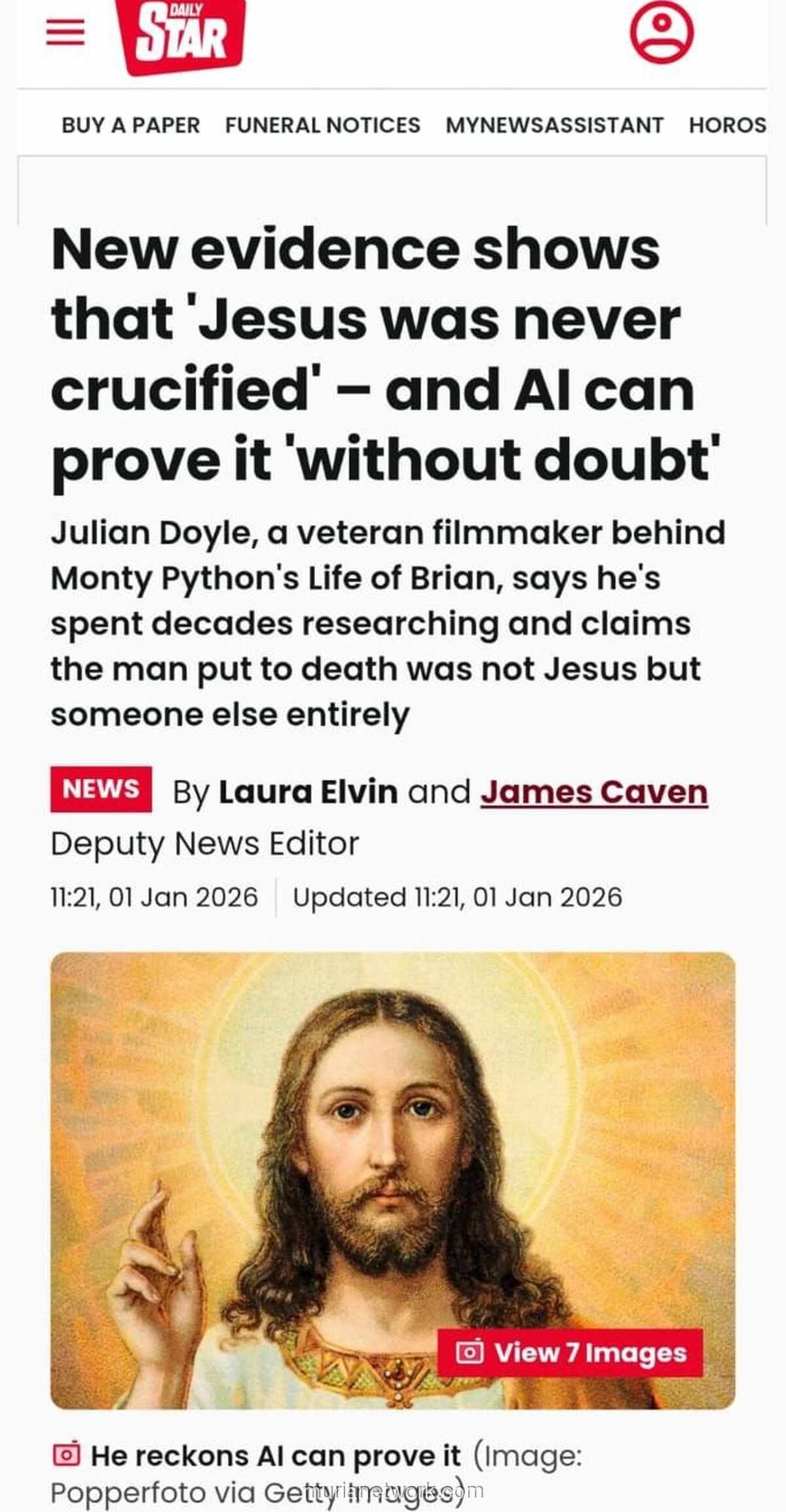 Sutradara Monty Python Klaim AI Buktikan Yesus Tak Pernah Disalib