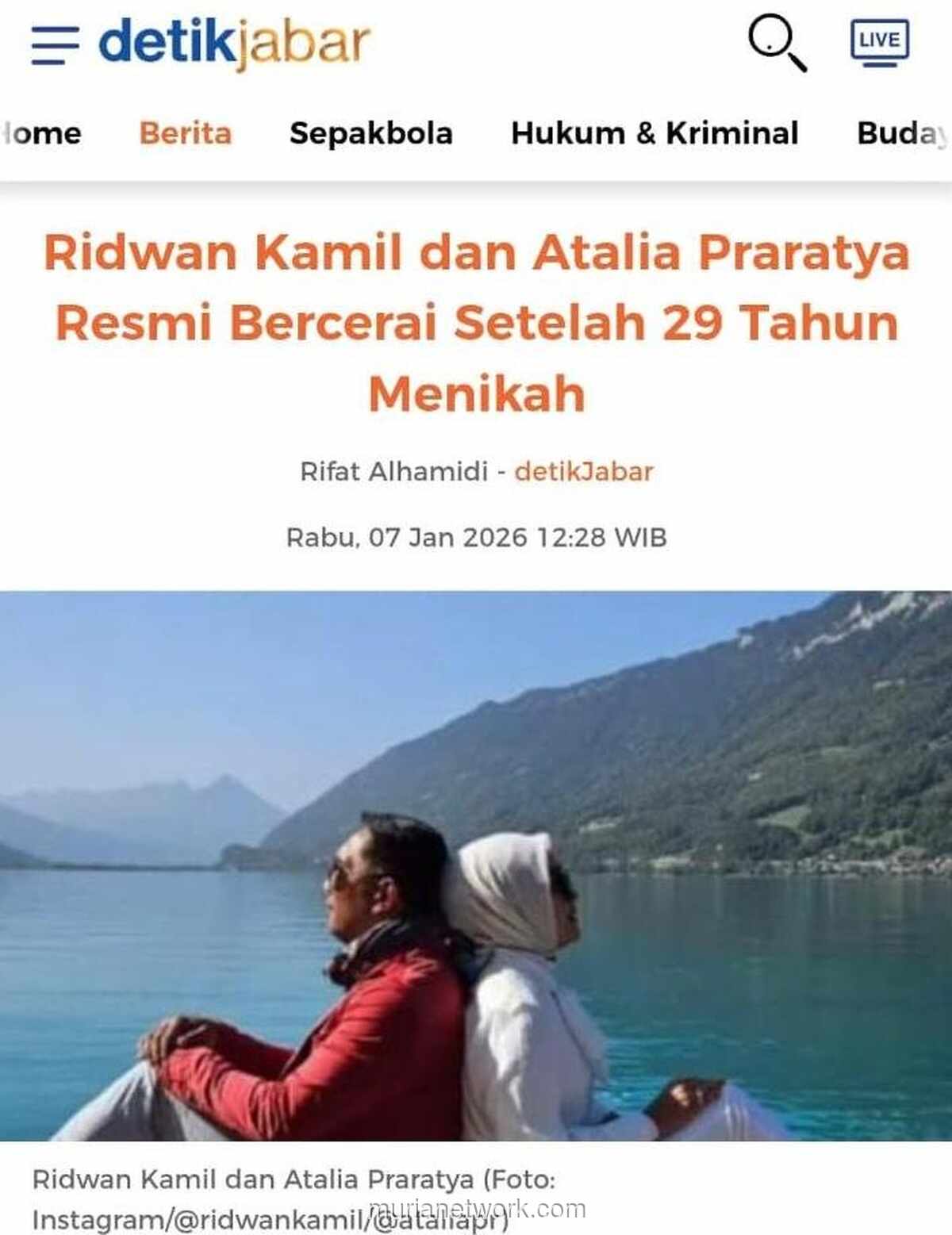 Perceraian Ridwan Kamil dan Atalia Ditetapkan, Akhiri 29 Tahun Ikatan Pernikahan
