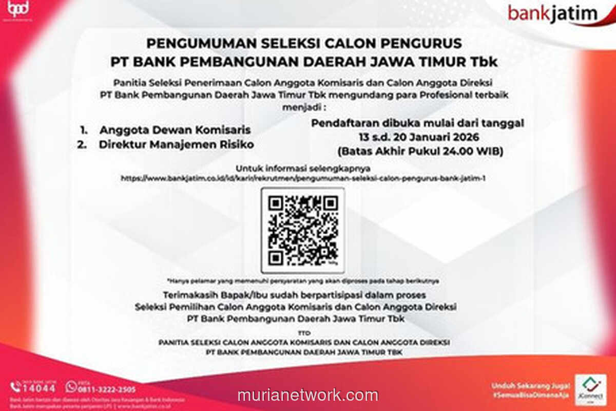 Bank Jatim Buka Rekrutmen Strategis untuk Posisi Dewan Komisaris dan Direktur Risiko