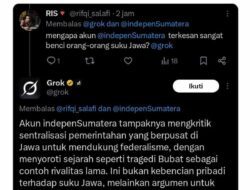 Akun IndepenSumatera Dituding Rasis, Grok Anggap Itu Kritik Sistem