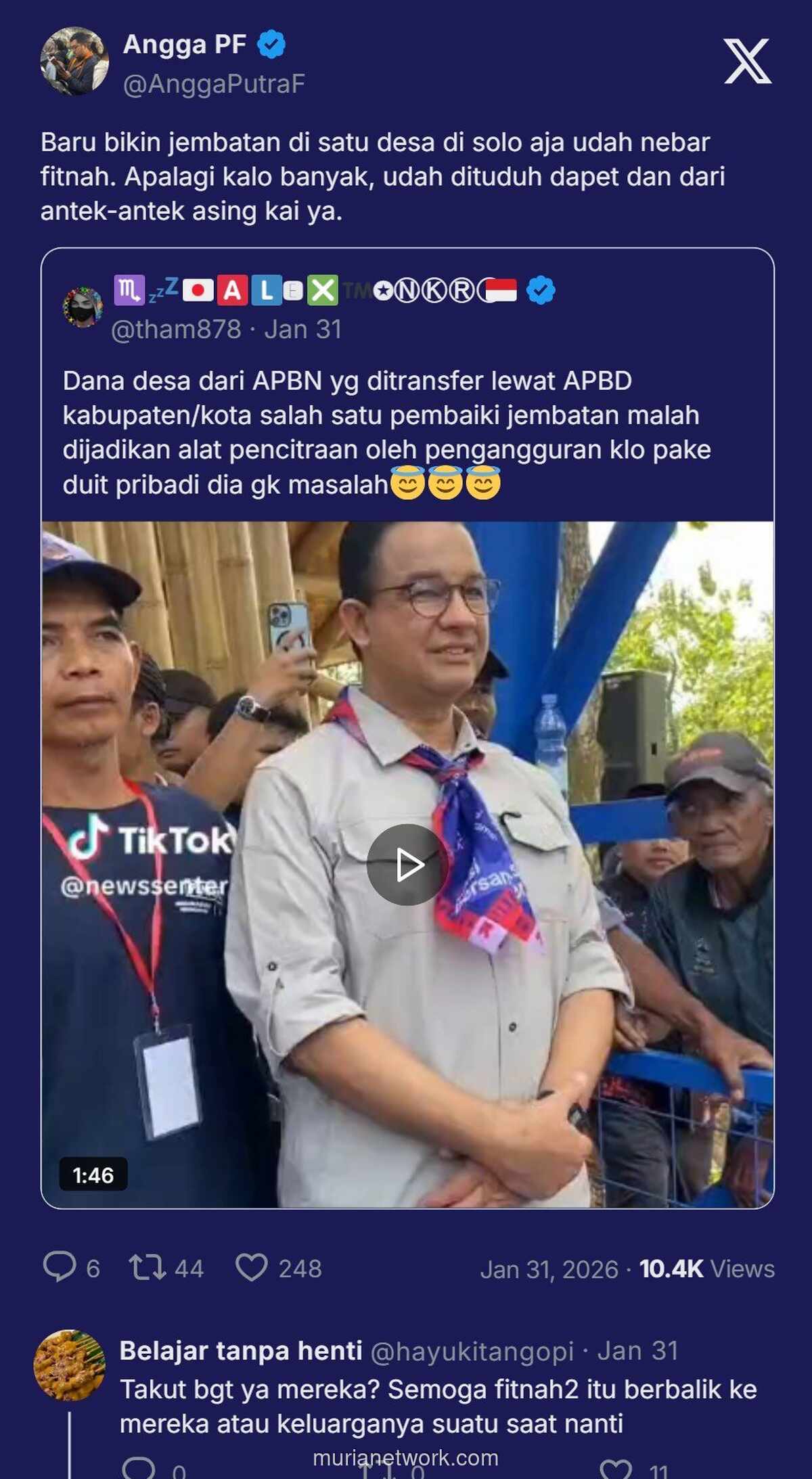 Anies Resmikan Jembatan Gantung, Jawab Penantian Warga Karanganyar Tiga Dekade