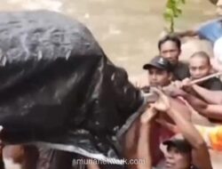 Warga Halmahera Utara Gotong Jenazah Seberangi Sungai Usai Jembatan Hanyut