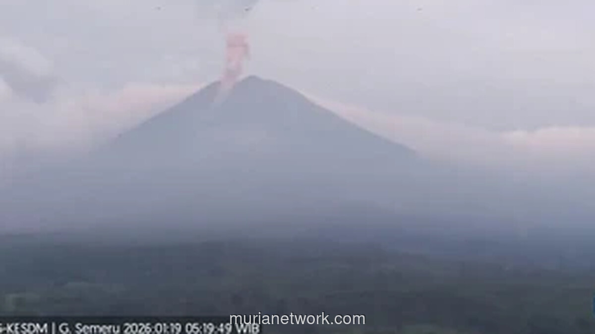 Semeru Muntahkan Abu Setinggi Satu Kilometer dalam Rentetan Erupsi Pagi Ini