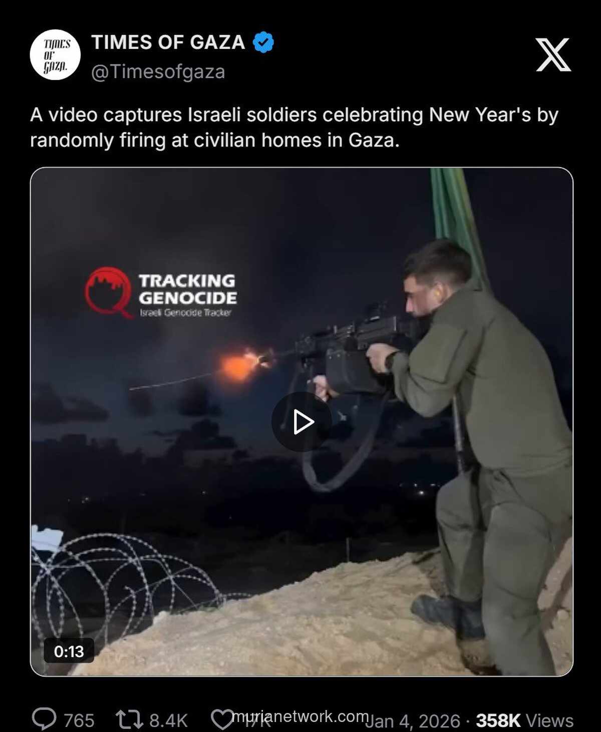 Tembakan Perayaan Tahun Baru Israel ke Arah Rumah Warga Gaza Terekam Kamera