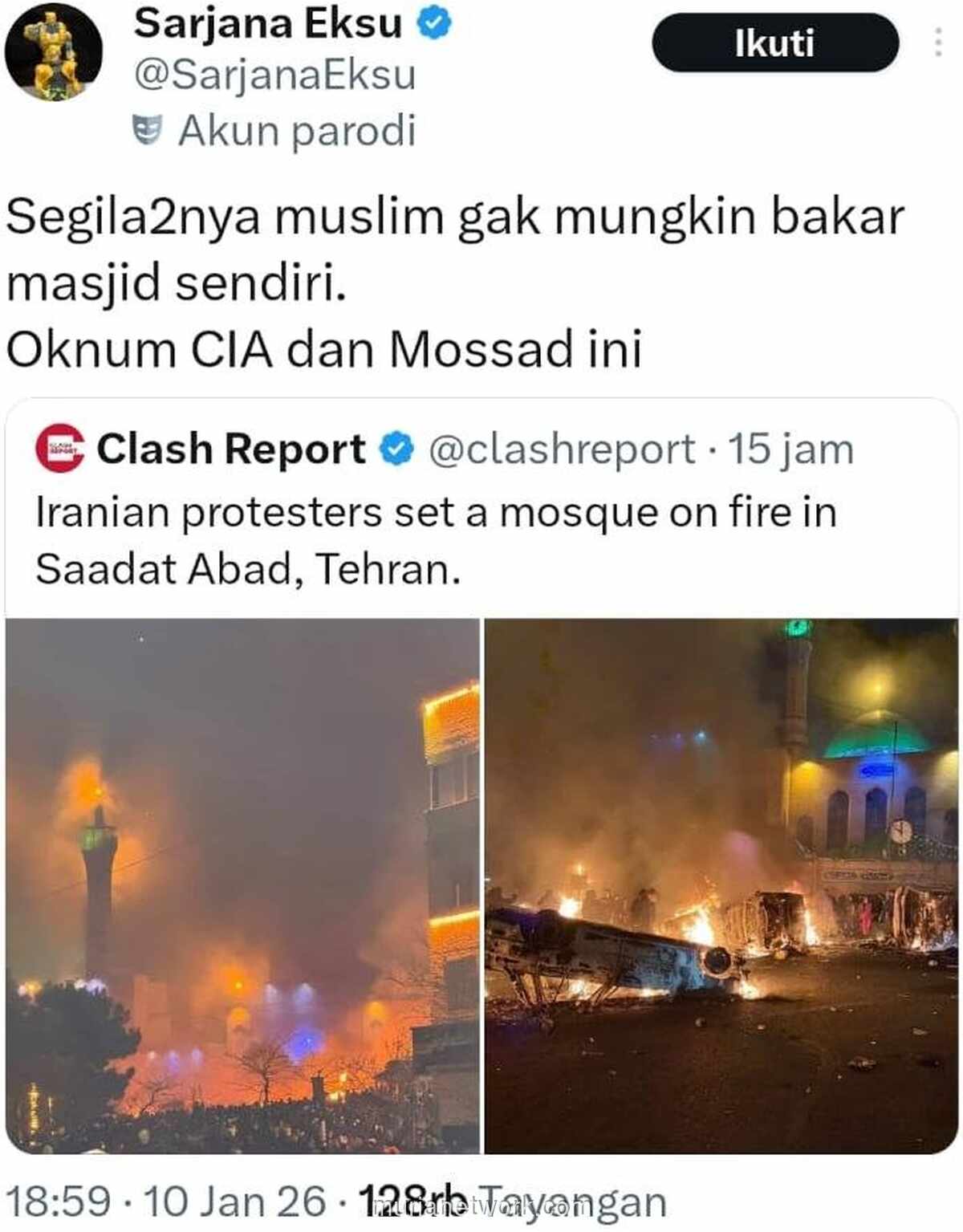 Iran Bergolak: Zionis Dituding Dalangi Gelombang Teror dan Pembakaran Tempat Ibadah