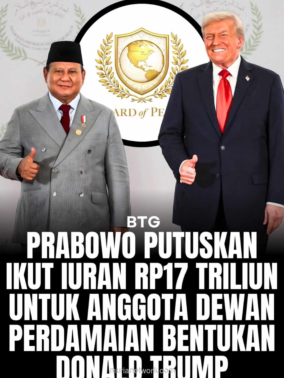 Indonesia Siapkan Rp 17 Triliun untuk Proyek Perdamaian Trump, Publik Soroti Logo Gratisan