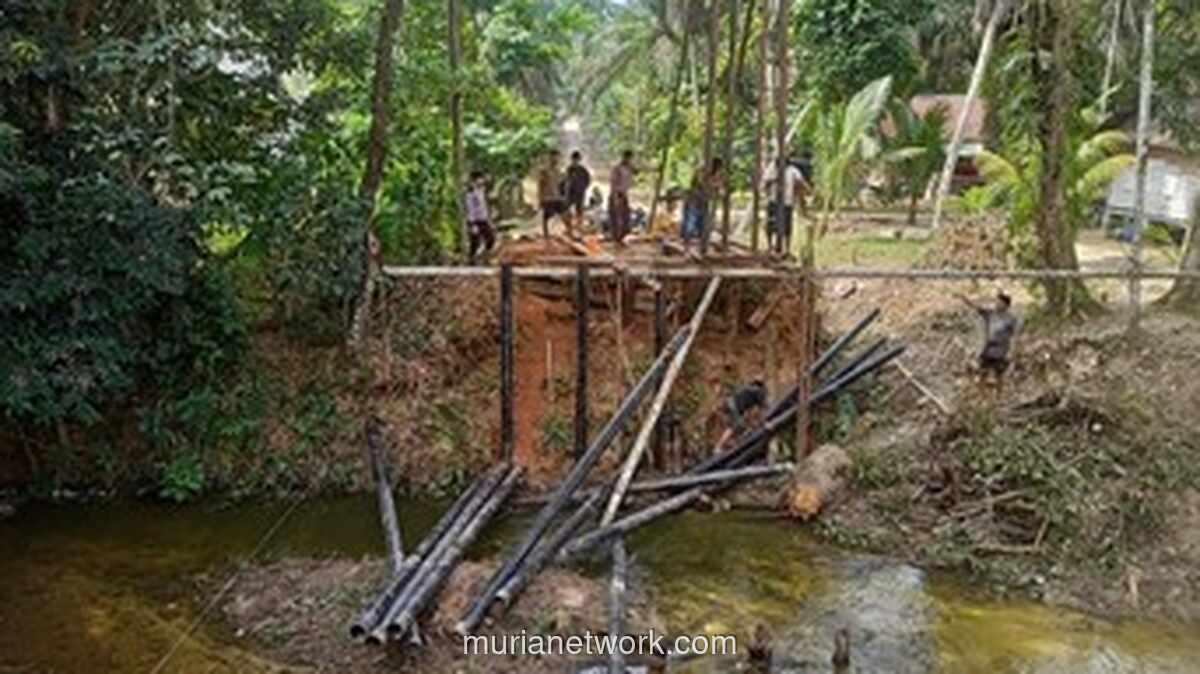 Jembatan Baru di Lubuk Agung Mulai Berdiri, Polisi Turun Tangan Bongkar Muatan