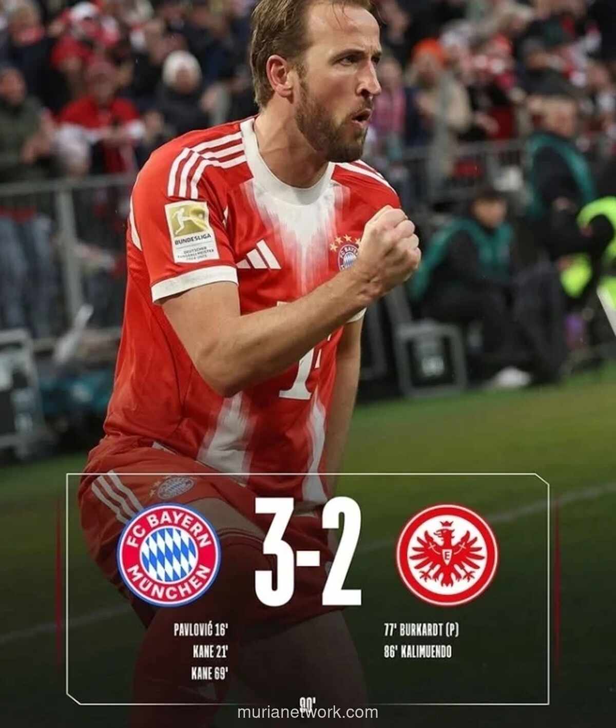 Bayern Muenchen Tahan Kejar Frankfurt untuk Raih Kemenangan 3-2