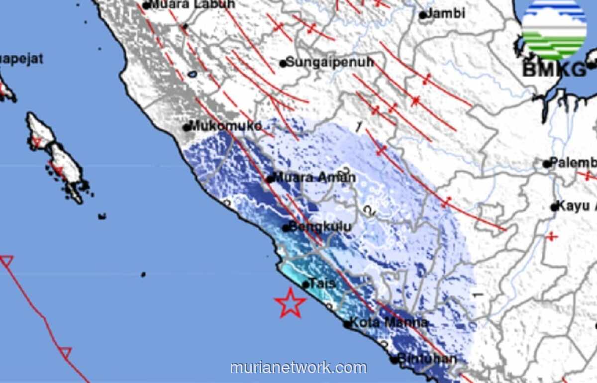 Gempa Magnitudo 4,8 Guncang Bengkulu, Pusat di Laut Seluma