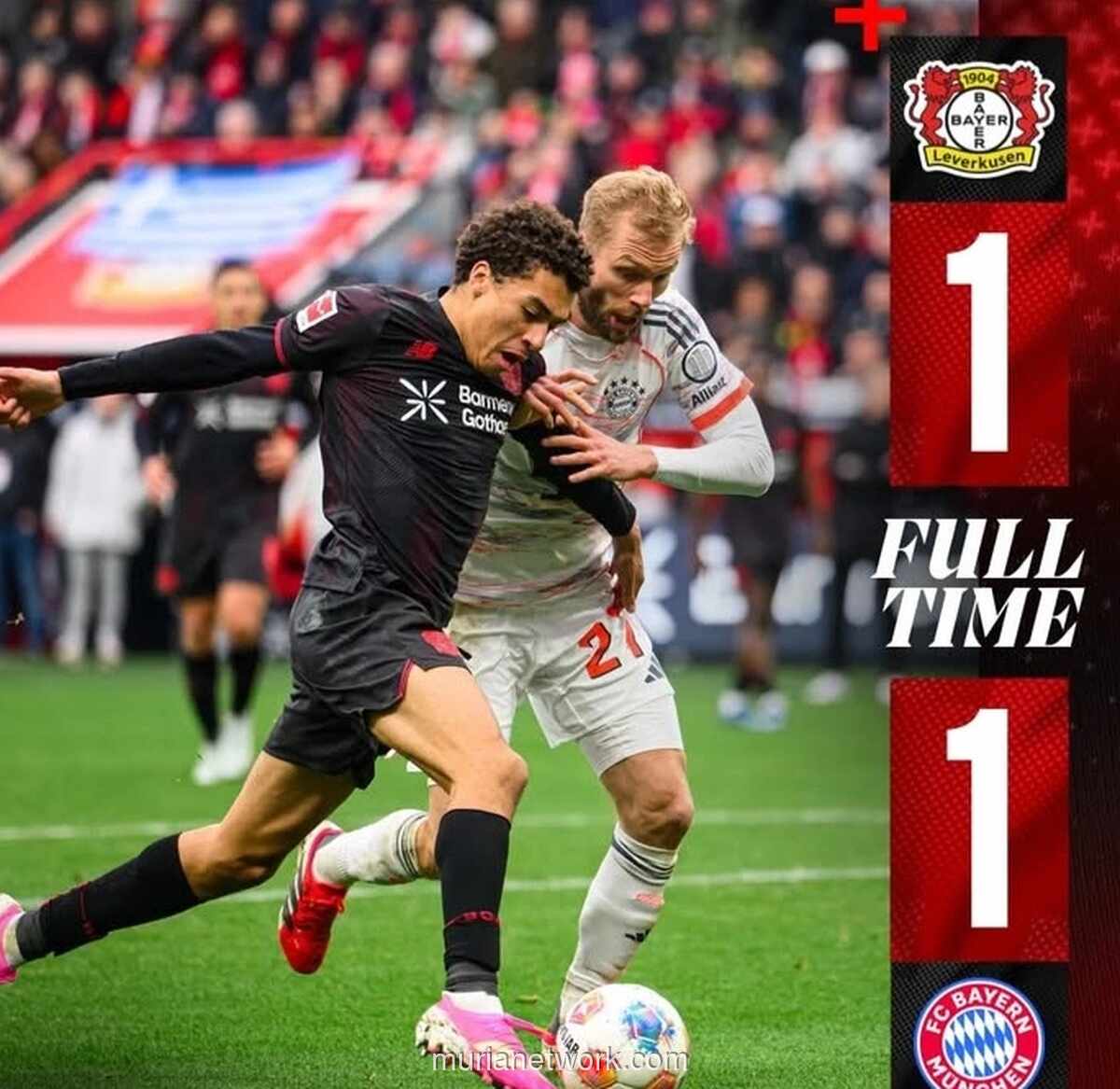 Bayer Leverkusen dan Bayern Munich Imbang 1-1 dalam Laga Panas Penuh Drama VAR