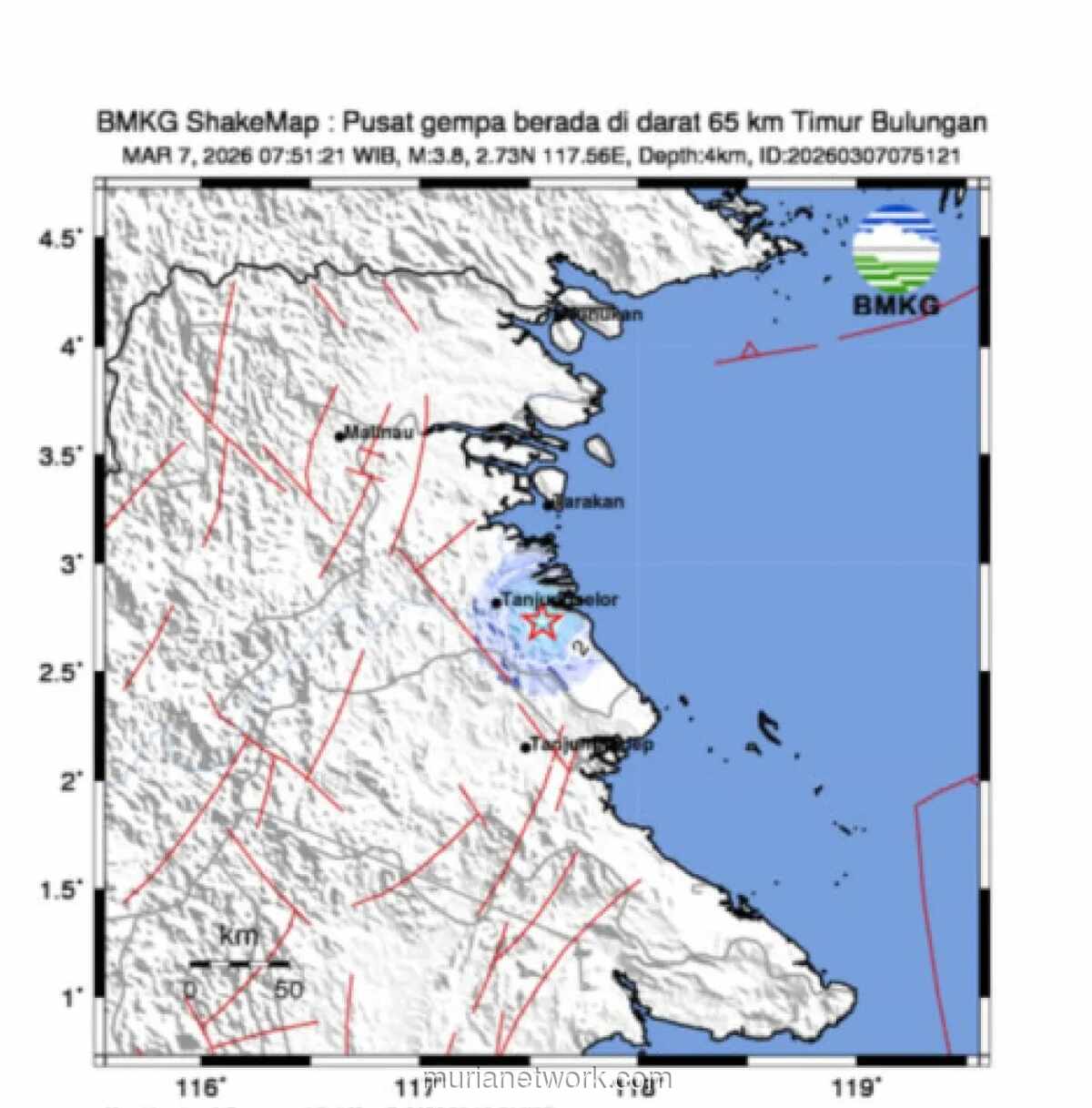 Gempa Magnitudo 3,8 Guncang Bulungan, Getaran Terasa hingga Tanjung Selor