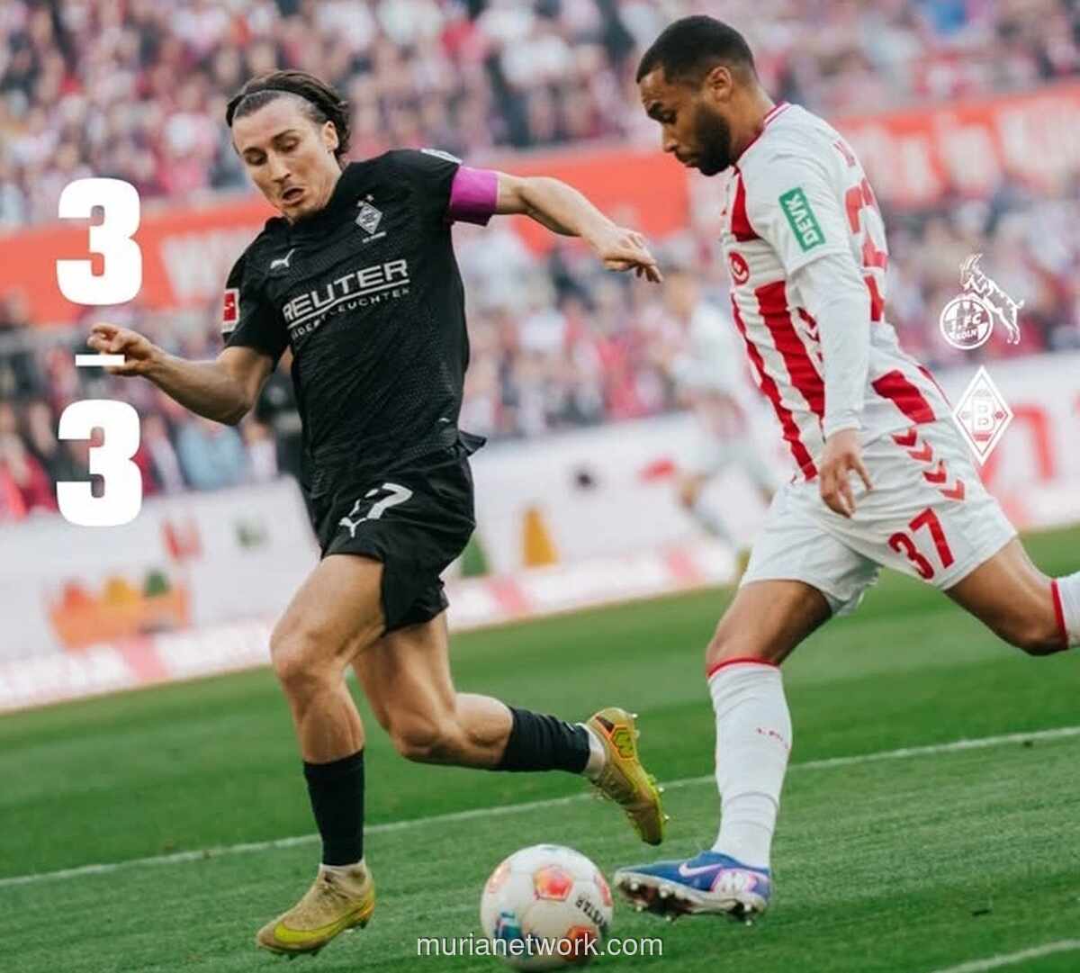 Derby Rhein Berakhir 3-3, Köln Bertahan dengan 10 Pemain