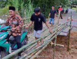 Jembatan Penghubung Ogan Ilir Ambruk, Warga Dirikan Titian Darurat