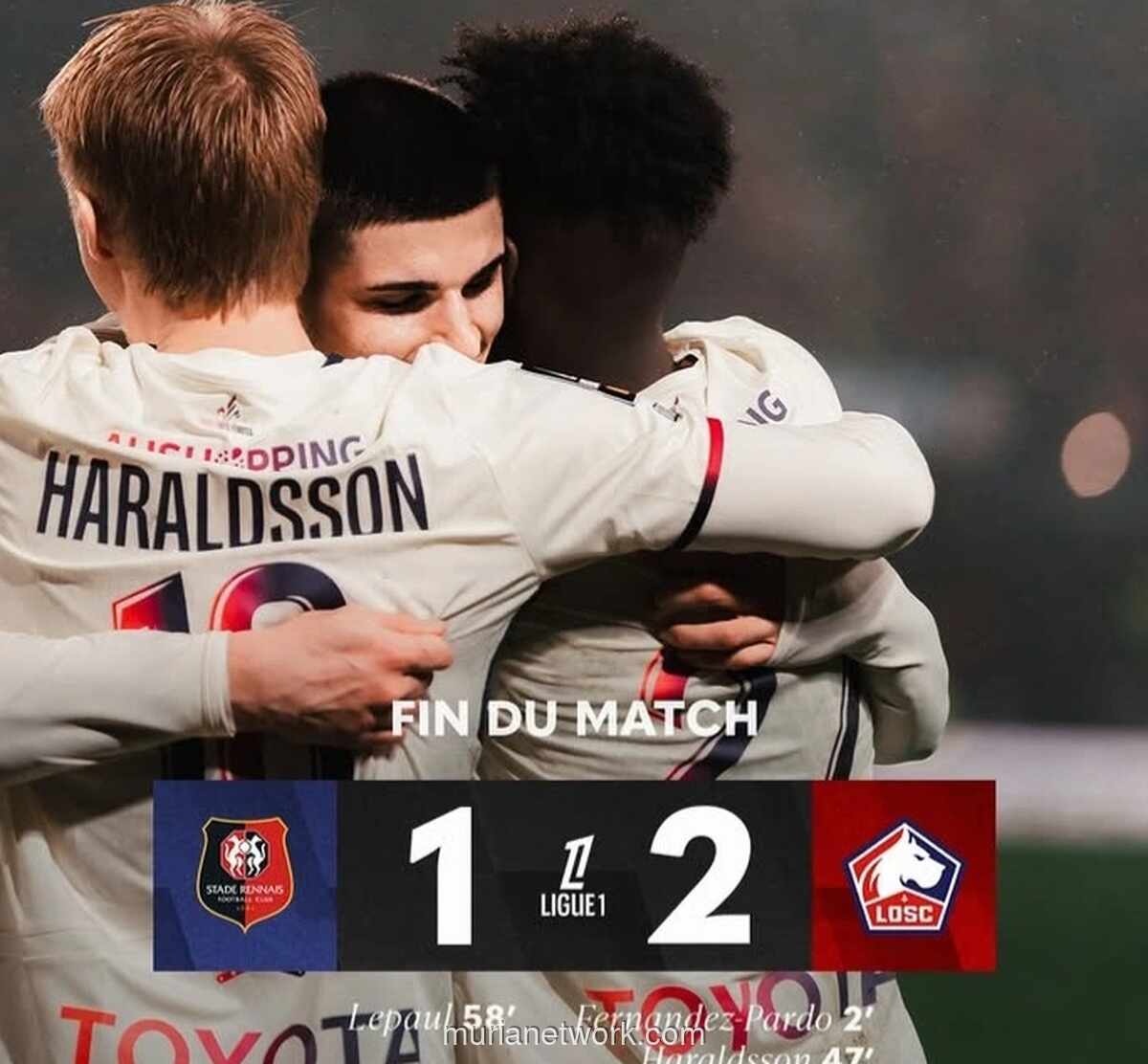 Lille Kalahkan Rennes 2-1 di Roazhon Park, Perkuat Posisi di Papan Atas
