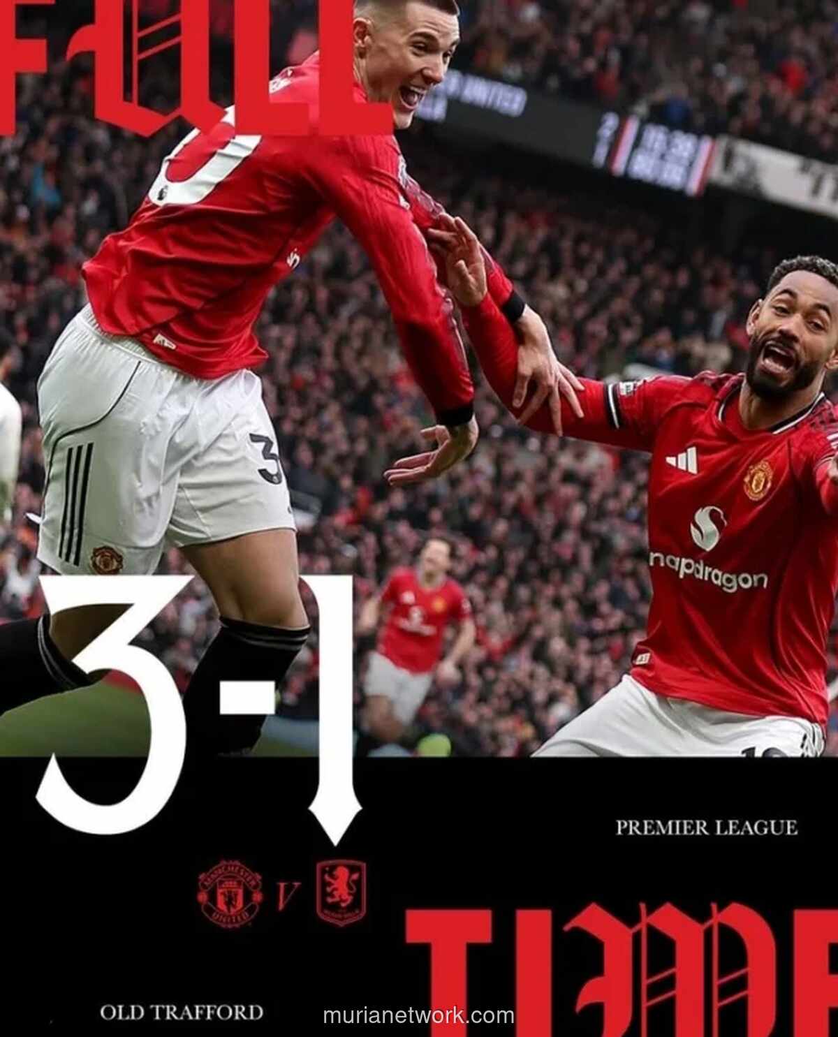 Manchester United Kalahkan Aston Villa 3-1, Raih Tiga Poin Krusial di Old Trafford