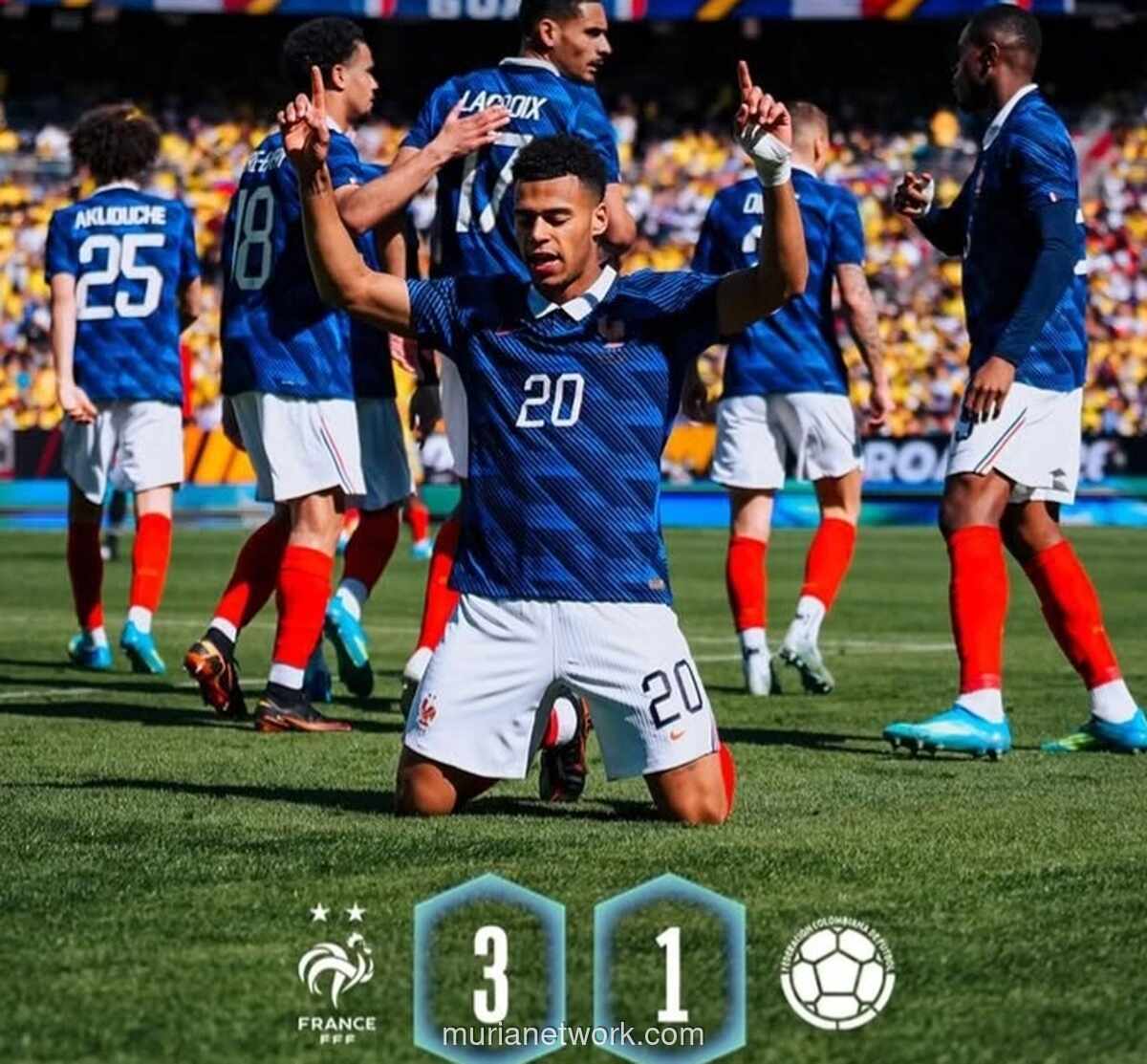 Prancis Tundukkan Kolombia 3-1, Doue Cetak Brace dalam Laga Uji Coba