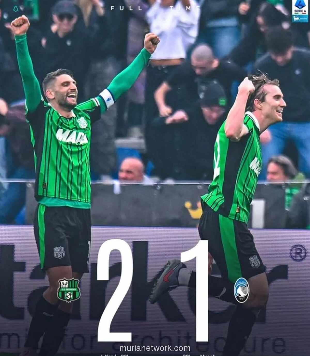 Sassuolo Kalahkan Atalanta 2-1 dalam Laga Sengit Penuh Kartu Merah