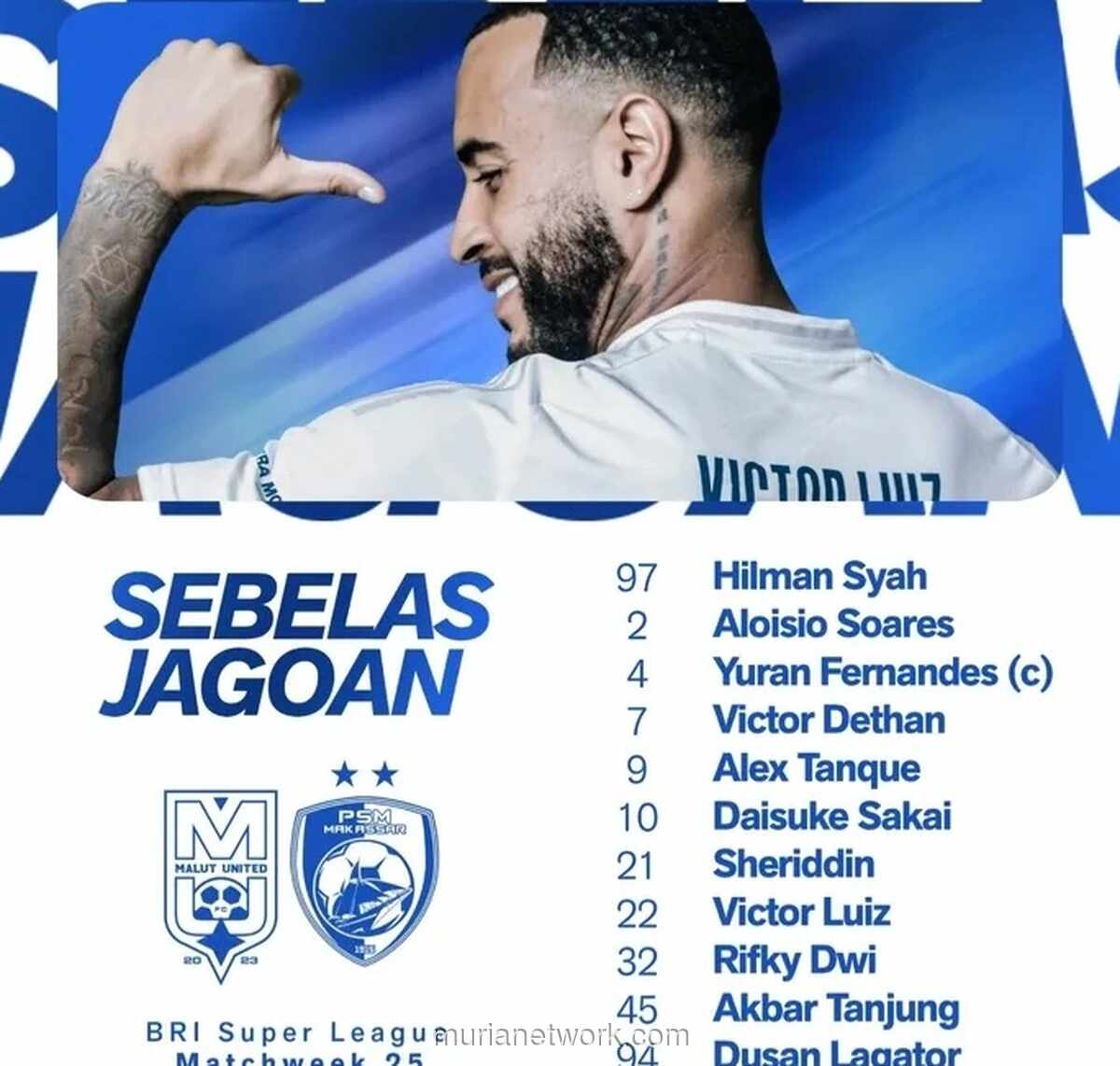 PSM Makassar Umumkan Starting XI, Yuran Fernandes Jadi Kapten Lawan Malut United