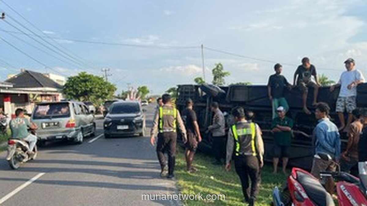 Bus Terguling di OKU Timur Diduga karena Sopir Main HP, 8 Calon Haji Luka-luka