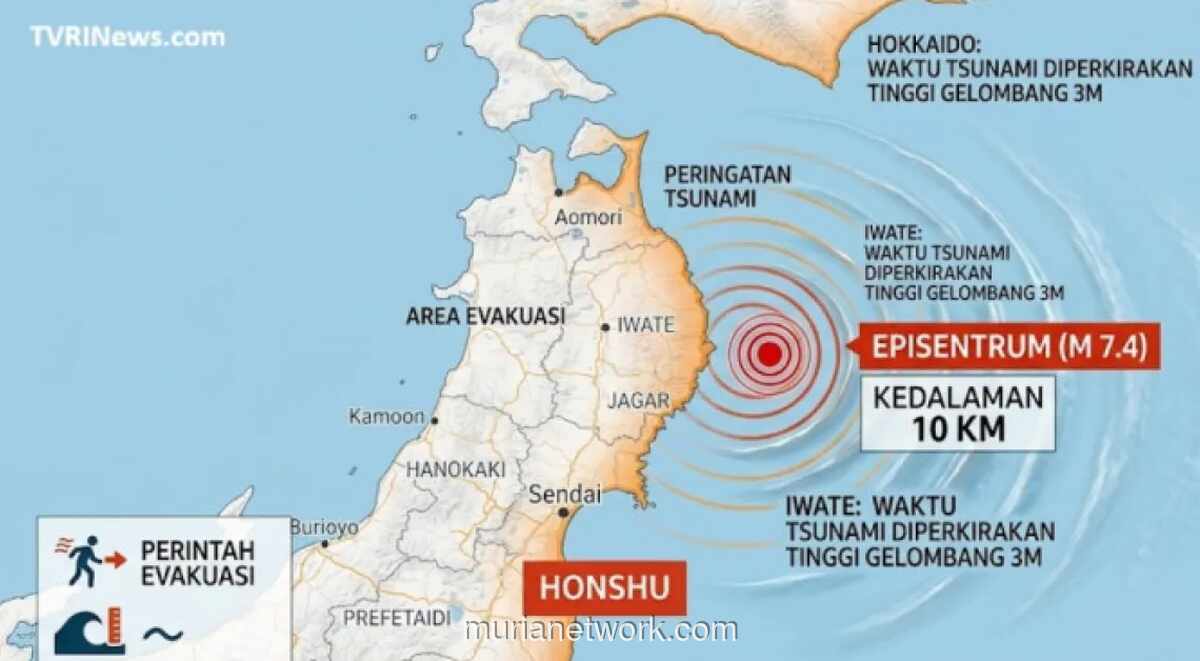 Gempa Magnitudo 7,4 Guncang Jepang, Peringatan Tsunami 3 Meter Dikeluarkan