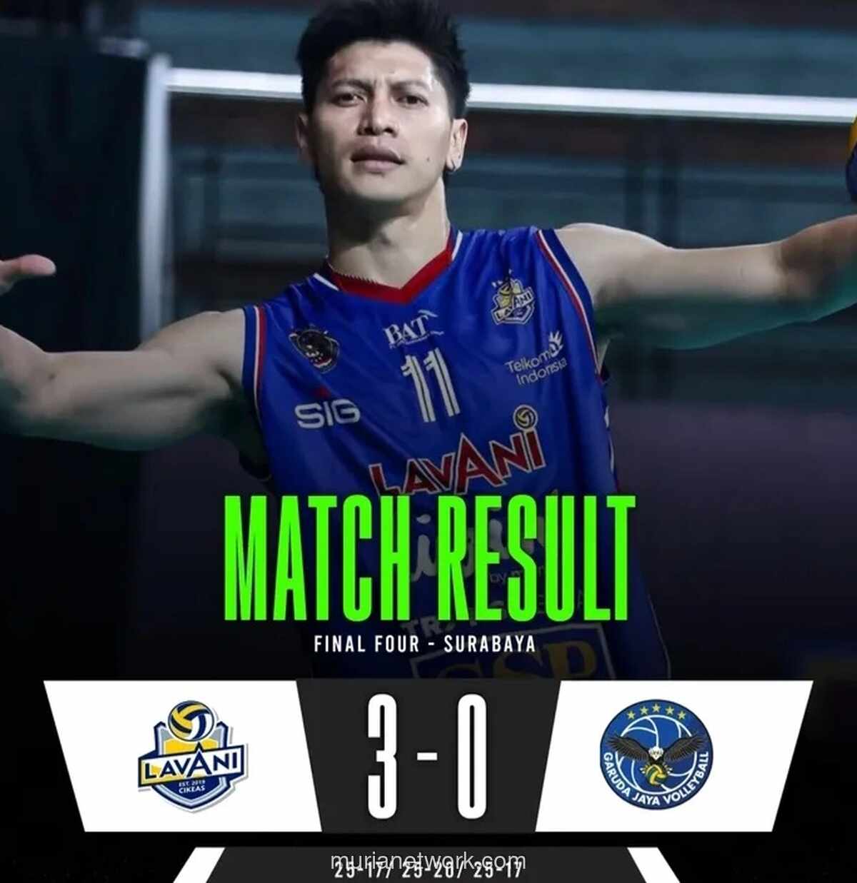 LavAni Tundukkan Garuda Jaya 3-0 di Final Four Proliga Surabaya