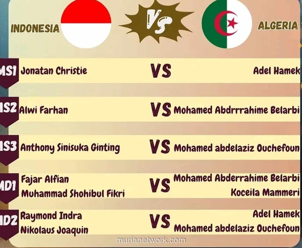 Indonesia Hajar Aljazair 3-0 di Thomas Cup, Tiga Tunggal Putra Tampil Dominan