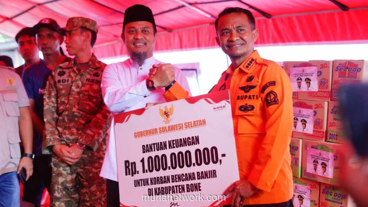 Gubernur Sulsel Tinjau Banjir di Bone, Salurkan Bantuan Rp1 Miliar dan 500 Paket Sembako
