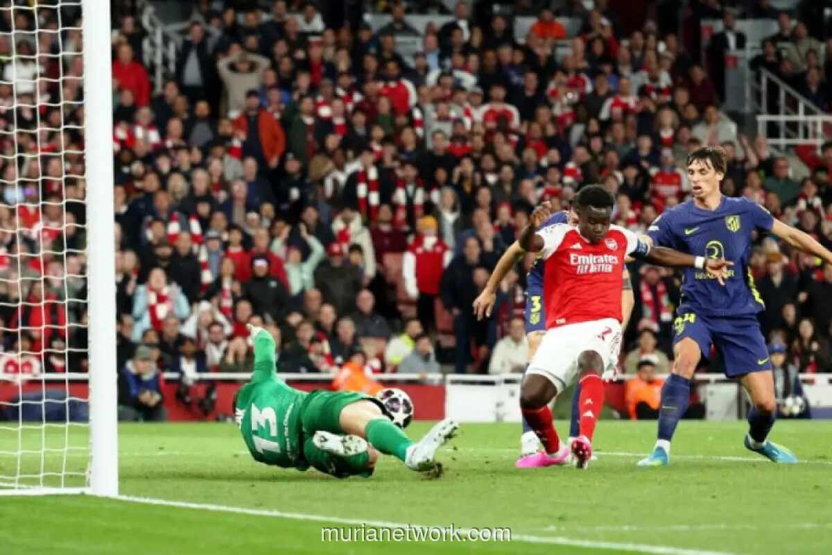 Saka Bawa Arsenal Balikkan Agregat atas Atletico Madrid di Babak Pertama