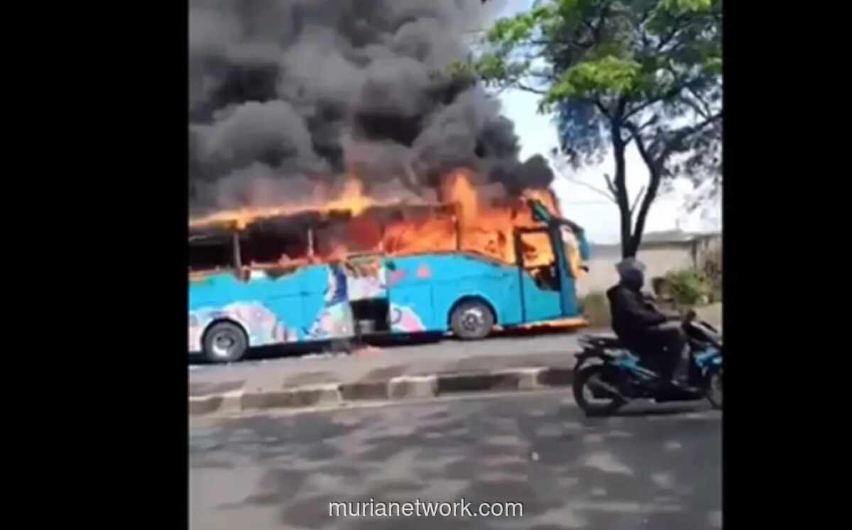 Bus PO Coyo Hangus Terbakar di Jalur Pantura Cirebon, Diduga Korsleting AC