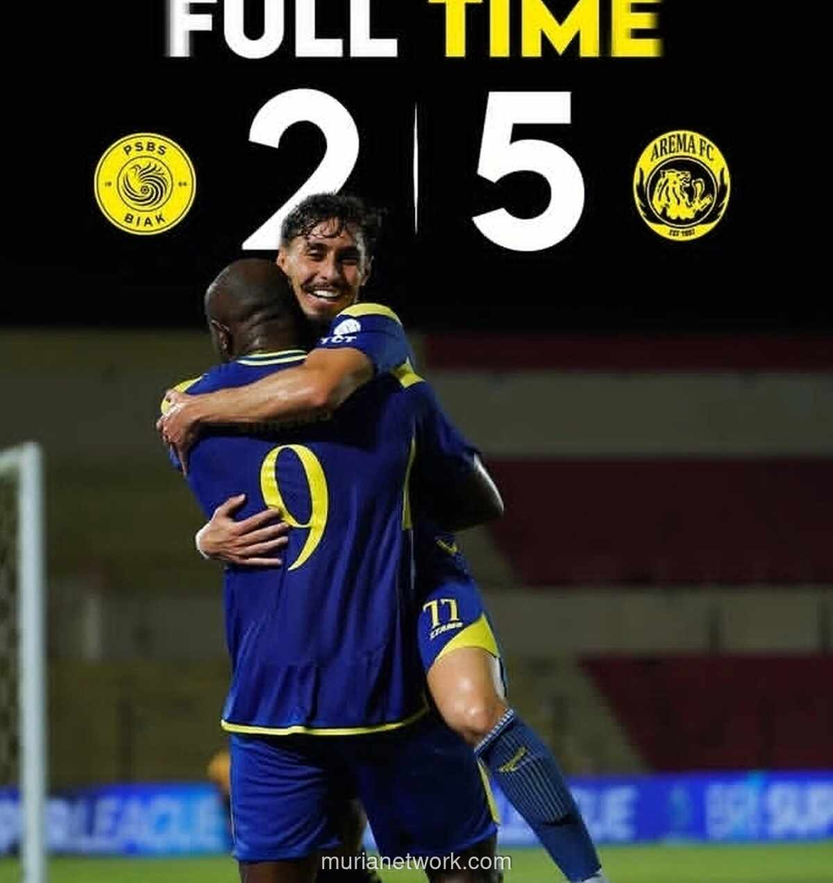 Arema FC Hancurkan PSBS Biak 5-2, Singo Edan Kokoh di Papan Tengah