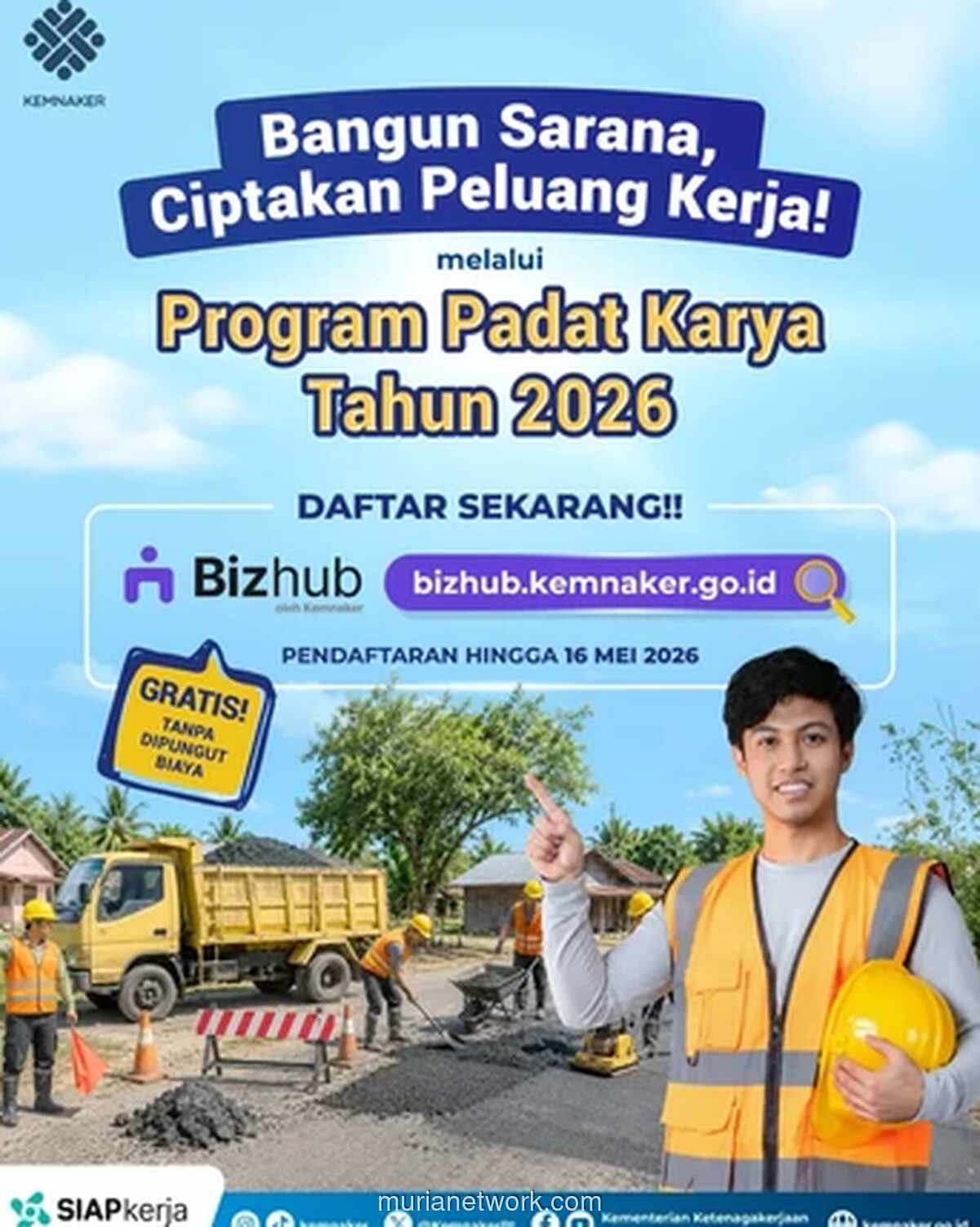 Kemnaker Buka Pendaftaran Program Padat Karya 2026, Target Serap Tenaga Kerja Lokal