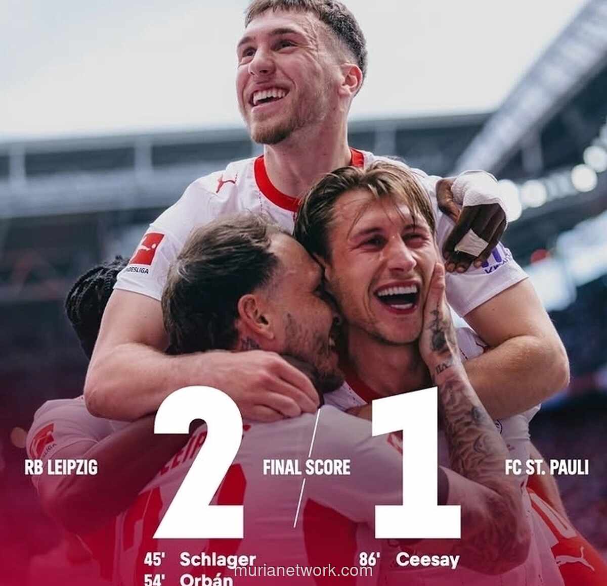 RB Leipzig Taklukkan St. Pauli 2-1, Jaga Asa ke Liga Champions