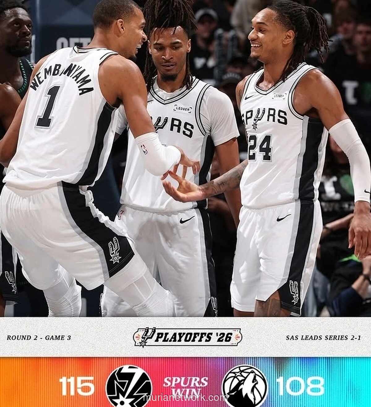 Spurs Kalahkan Timberwolves 115-108, Wembanyama Cetak 39 Poin dan Bawa San Antonio Unggul 2-1 di Semifinal Wilayah Barat