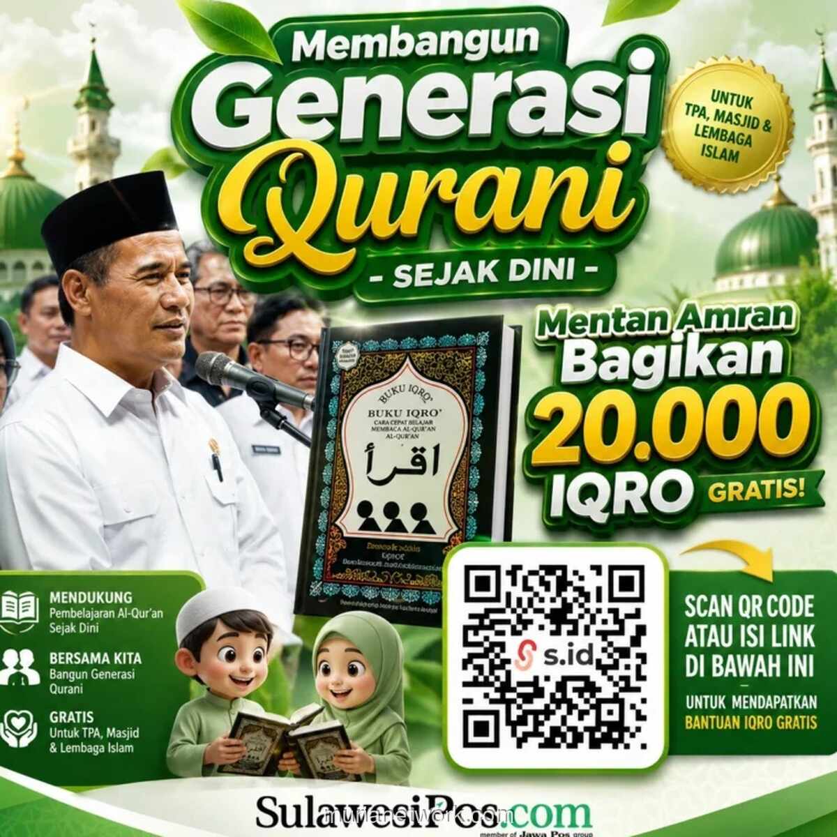 Mentan Amran Salurkan 20 Ribu Buku Iqra Gratis untuk Cetak Generasi Cinta Al-Qur’an