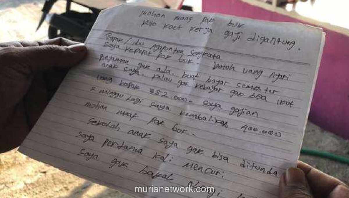 Pencuri di Mojokerto Tinggalkan Surat Permintaan Maaf dan Janji Ganti Rugi demi Biaya Sekolah Anak