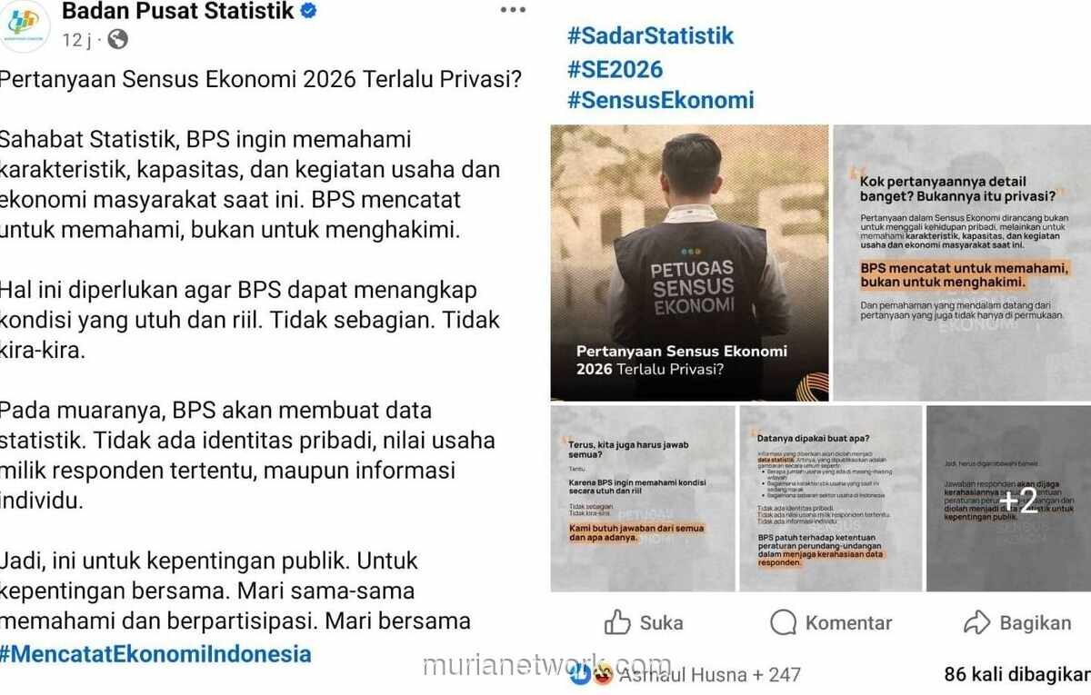 BPS Dihujat Warganet karena Pertanyaan Sensus Ekonomi 2026 Dianggap Terlalu Privat