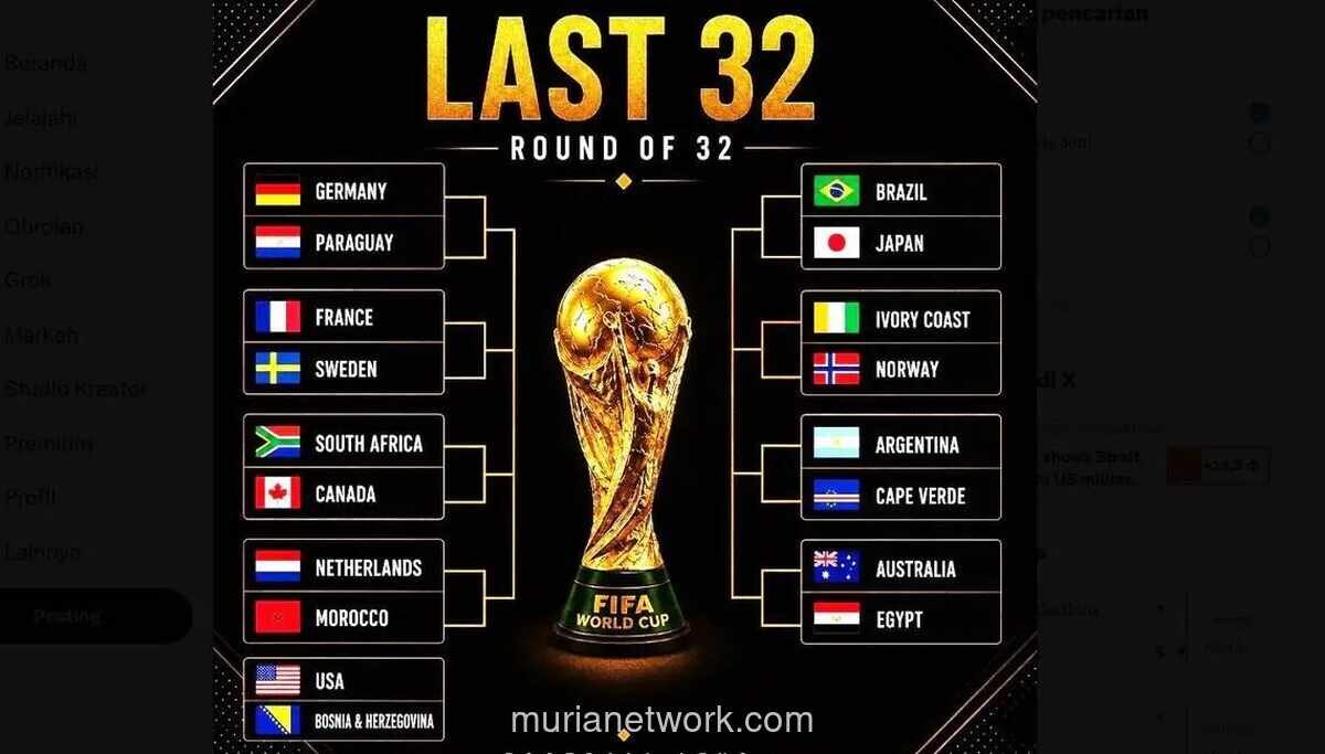 Fase Grup Piala Dunia 2026 Tuntas, 32 Tim Lolos ke Babak Gugur