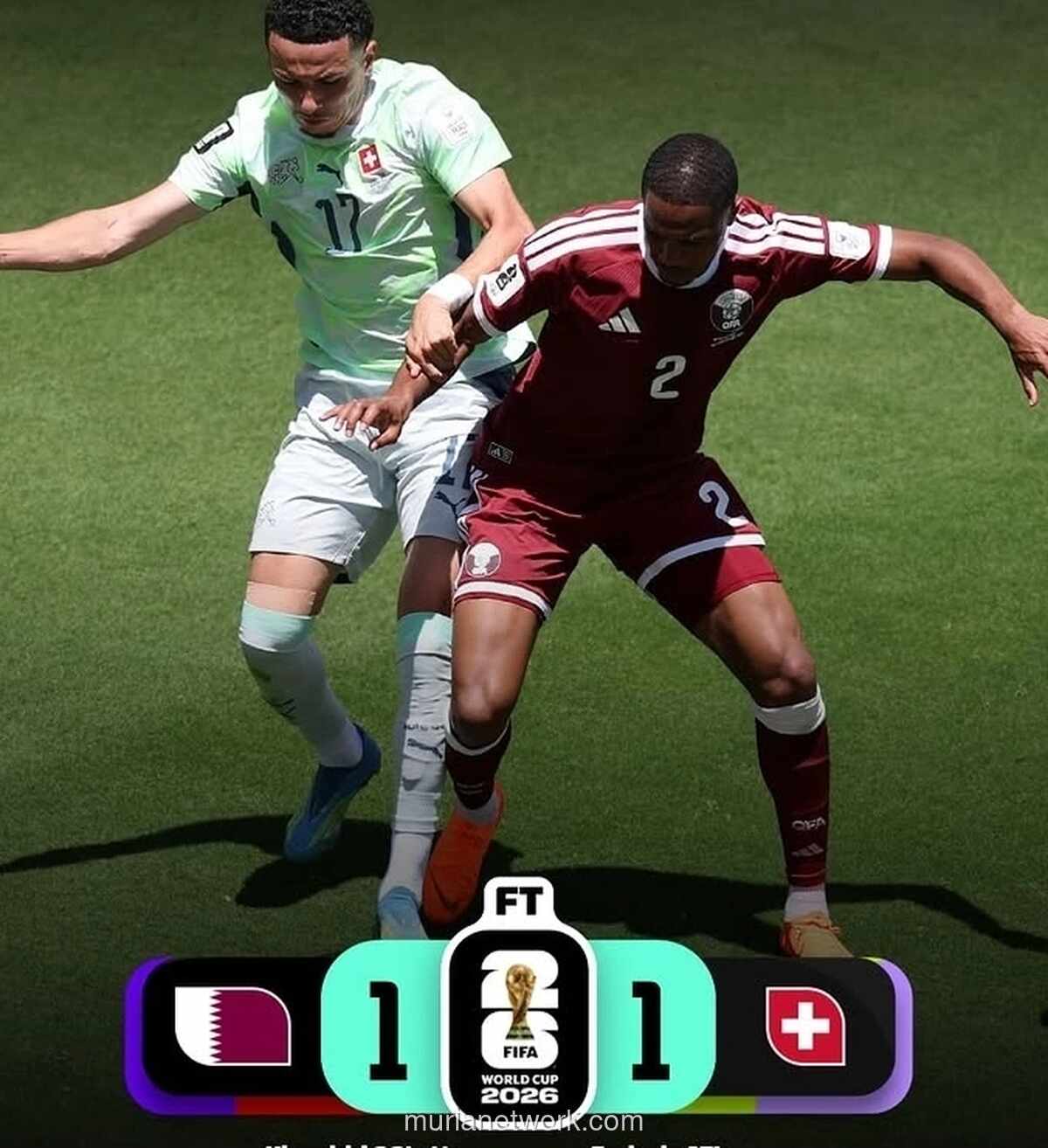 Qatar Curi Satu Poin Lewat Gol Injury Time, Imbangkan Swiss 1-1 di Laga Perdana Grup B Piala Dunia 2026