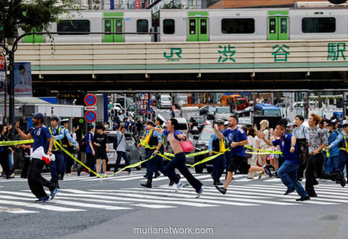 Suporter Jepang Banjiri Shibuya Crossing Rayakan Lolosnya Timnas ke Babak 32 Besar Piala Dunia 2026
