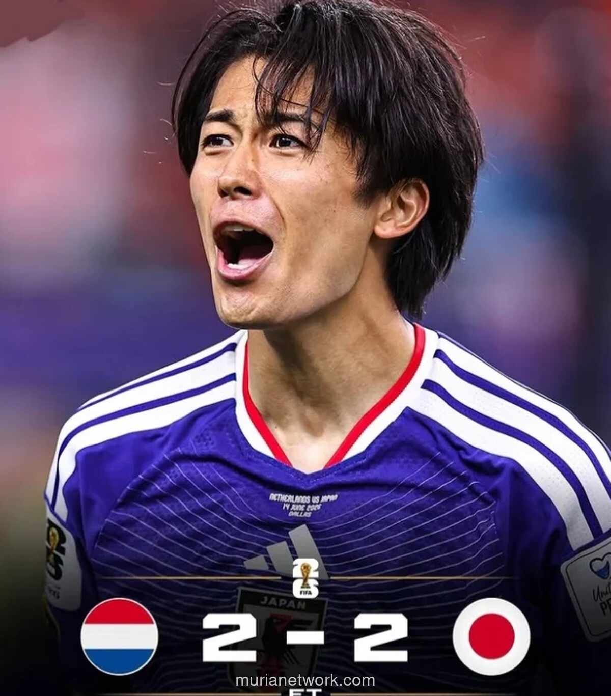 Gol Dramatis Kamada di Menit Akhir Gagalkan Kemenangan Belanda, Jepang Paksa Imbang 2-2