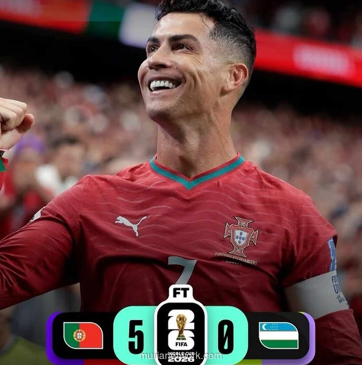 Ronaldo Cetak Dua Gol, Bawa Portugal Hancurkan Uzbekistan 5-0 dan Ciptakan Sejarah Enam Edisi Piala Dunia