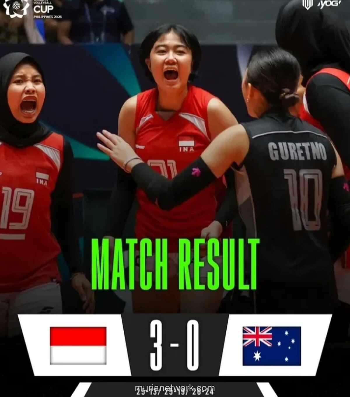 Timnas Voli Putri Indonesia Kalahkan Australia 3-0, Finis Peringkat Kelima AVC Women’s Cup 2026